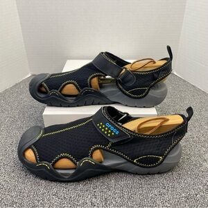 CROCS Men’s Swiftwater Mesh Deck Sandal Black Gray Fisherman Shoes Lake River 11